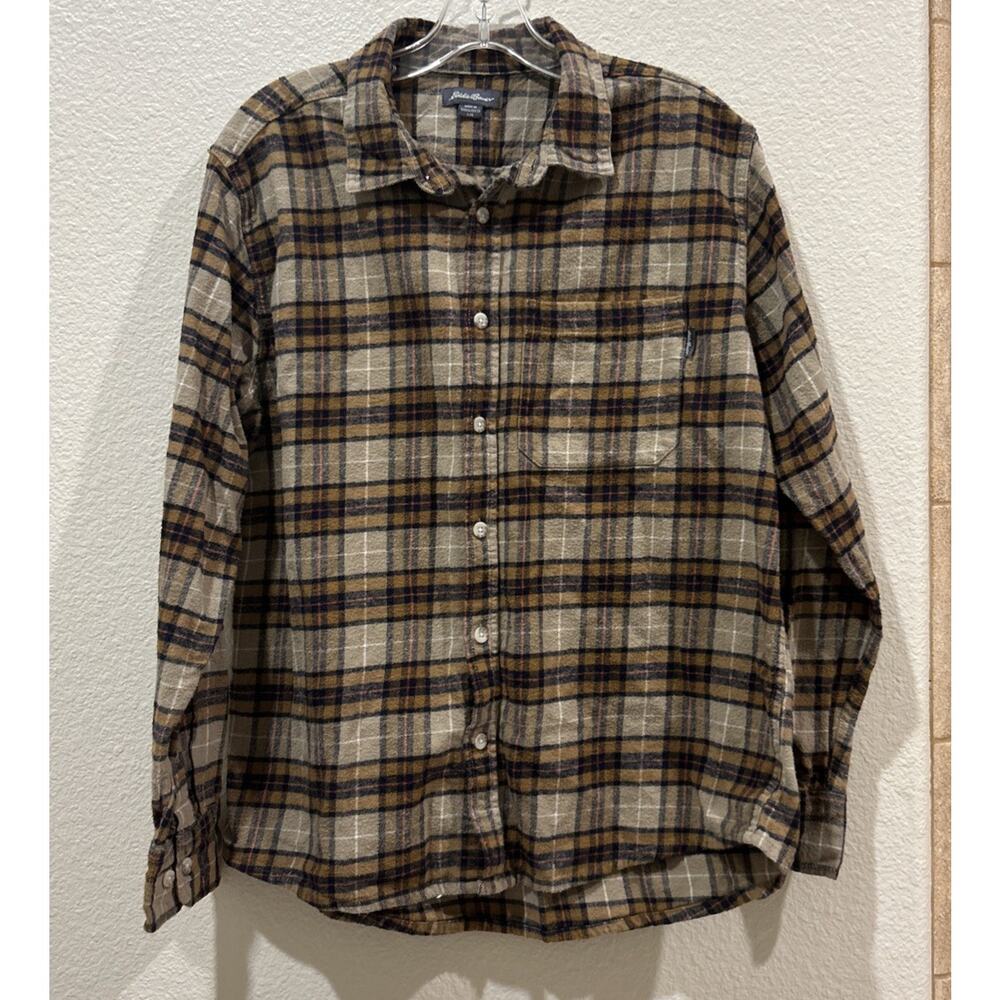 Eddie Bauer Men’s Plaid Button Shirt Size Large 100% Cotton